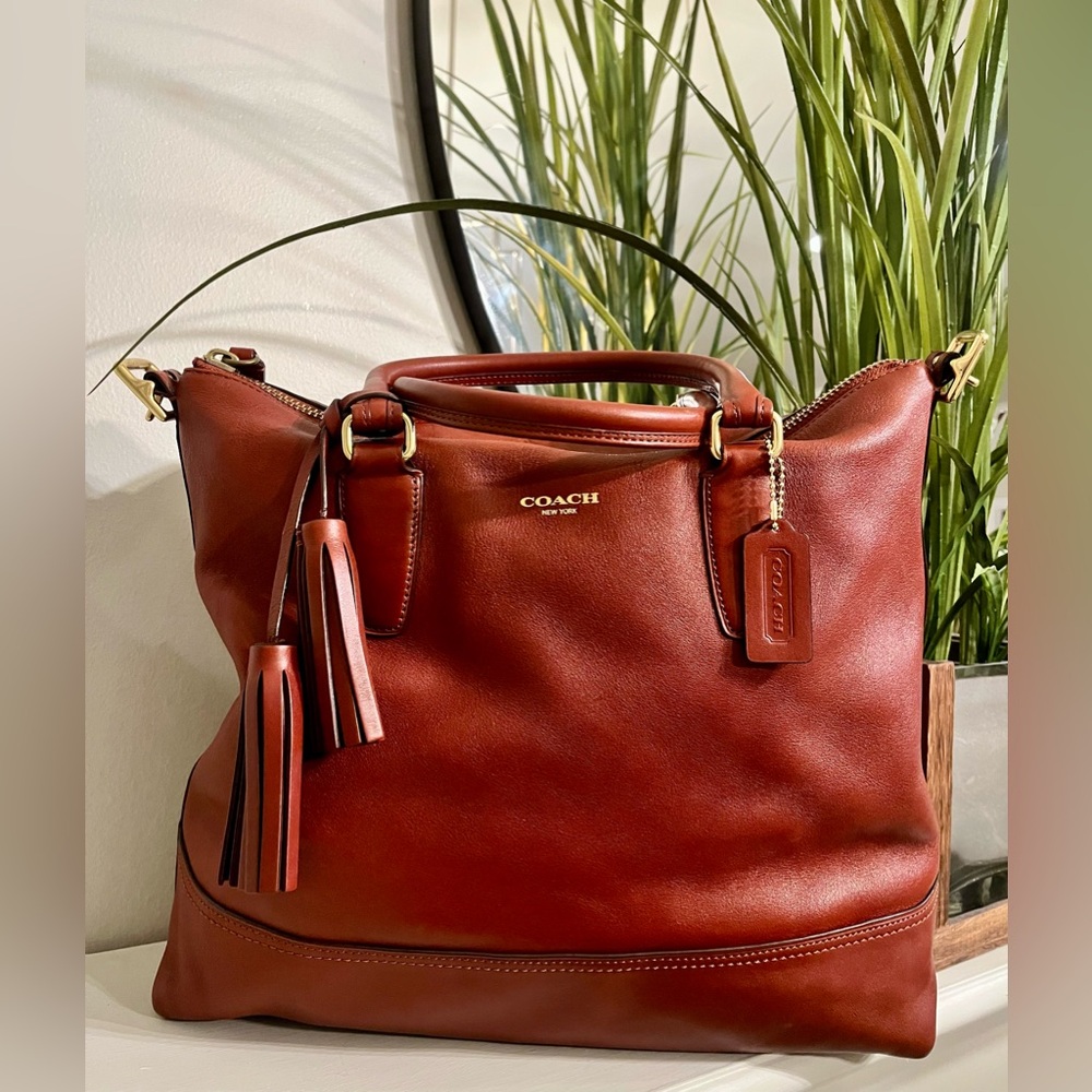 COACH Brown #19892 Rory Satchel Tote with Brass Hardware